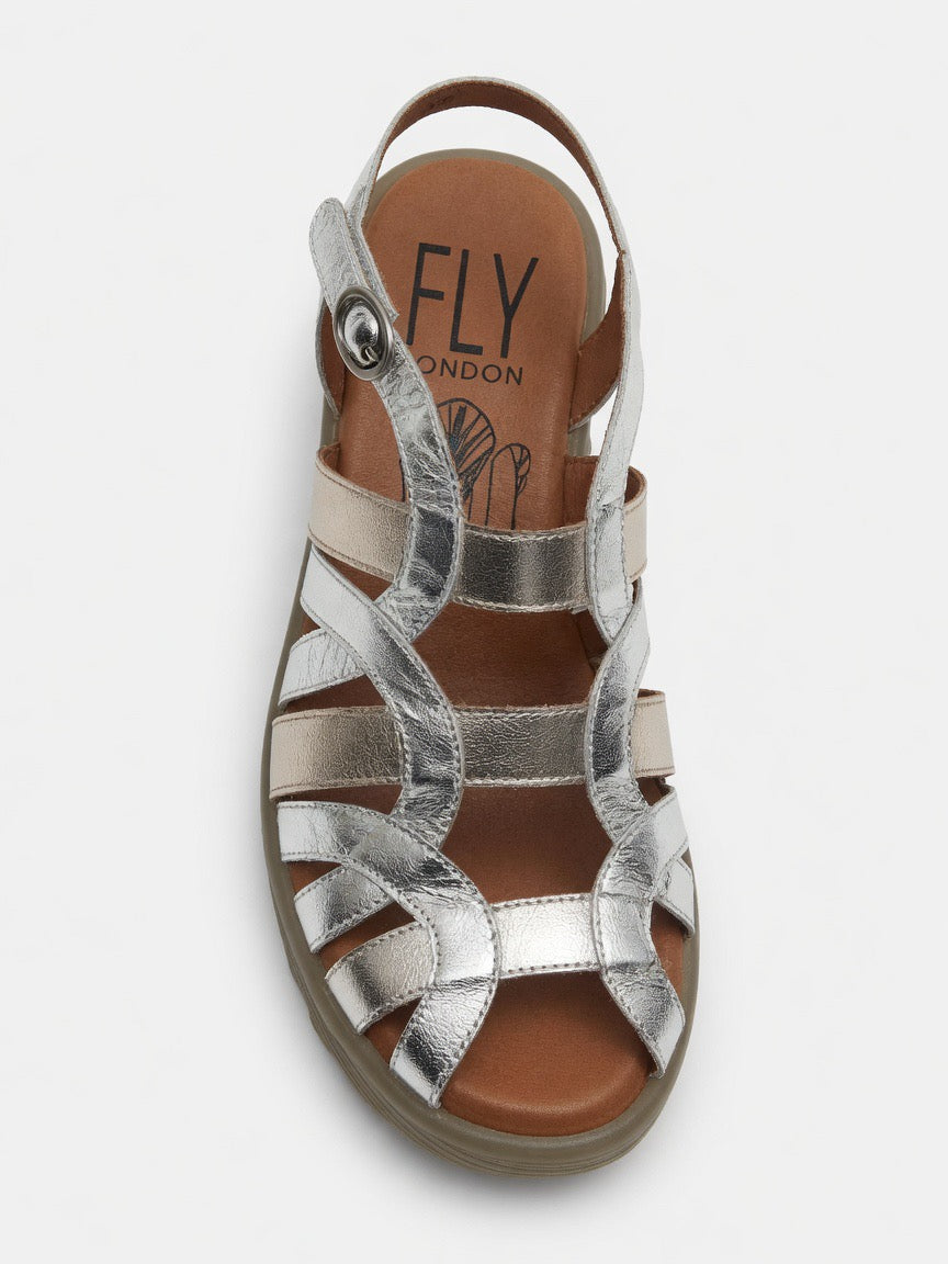 Fly London Women's Lemy397 Sandals Laminato Silver/Sahara