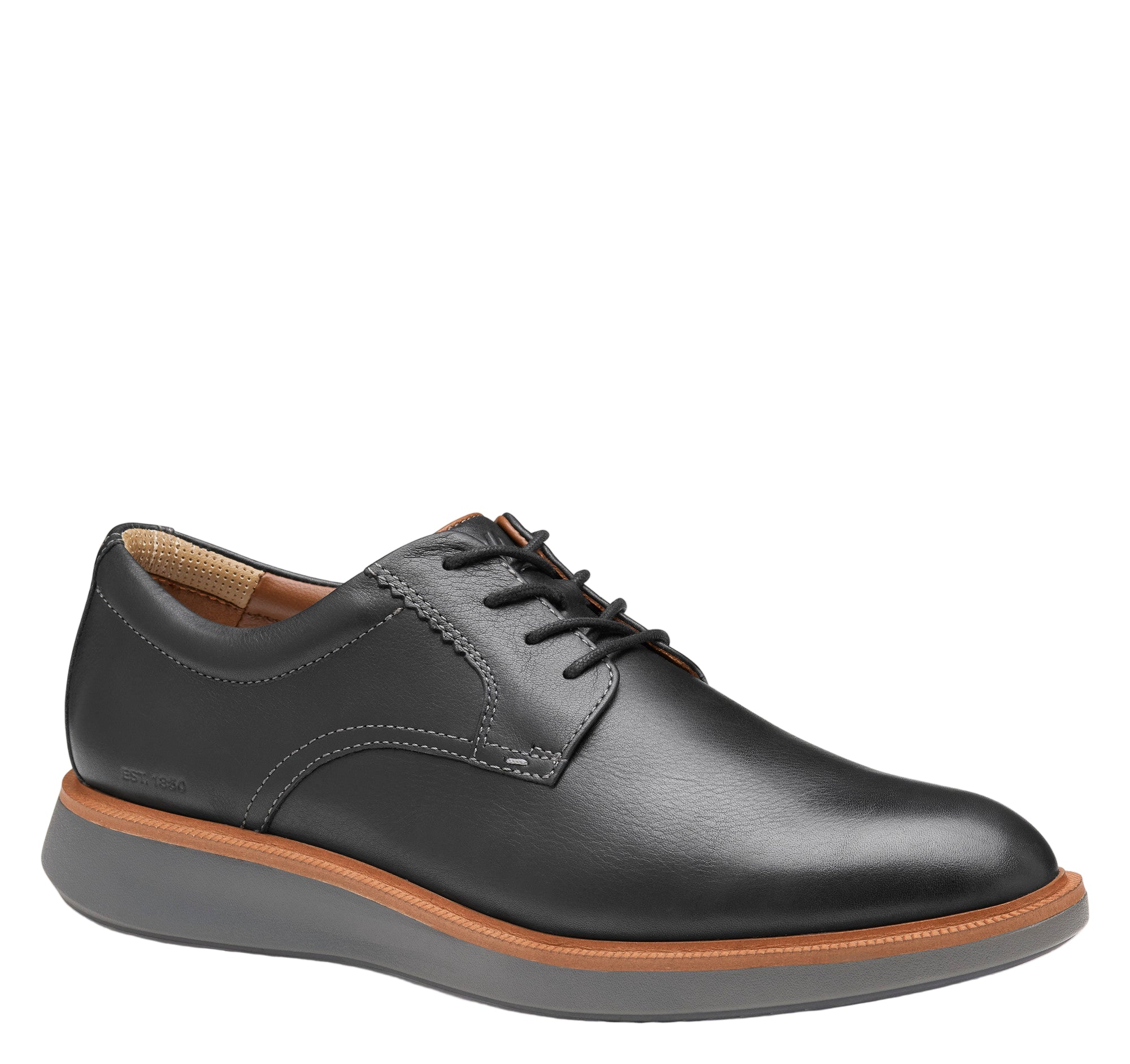 Johnston & Murphy XC+ Parker Plain Toe Dress Shoes Waterproof Full Grain Leather Black