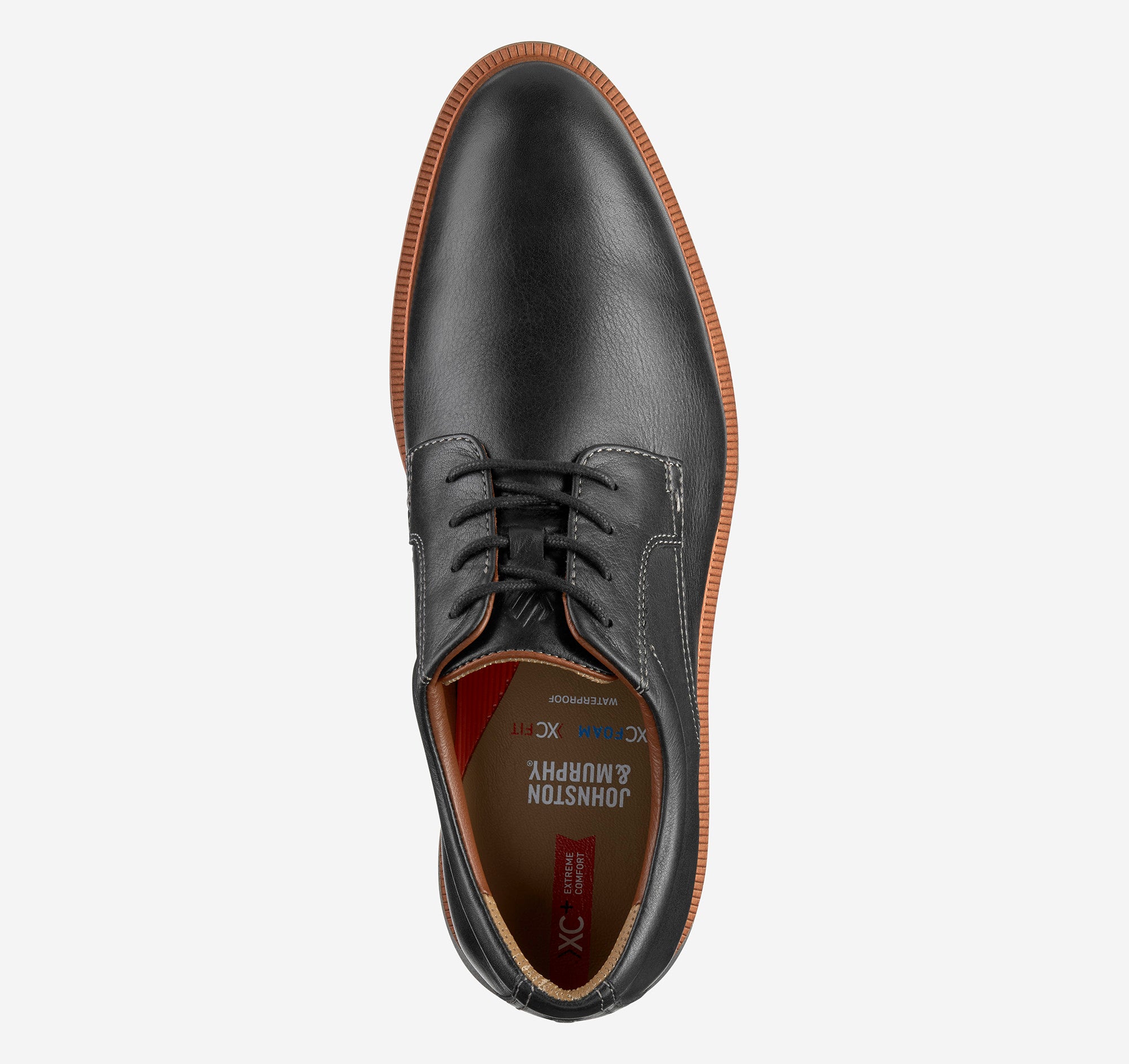 Johnston & Murphy XC+ Parker Plain Toe Dress Shoes Waterproof Full Grain Leather Black