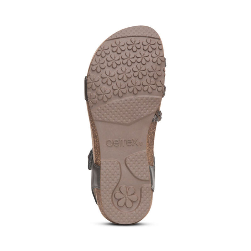 Aetrex Women's Jillian Braided Quarter Strap Sandals Gunmetal