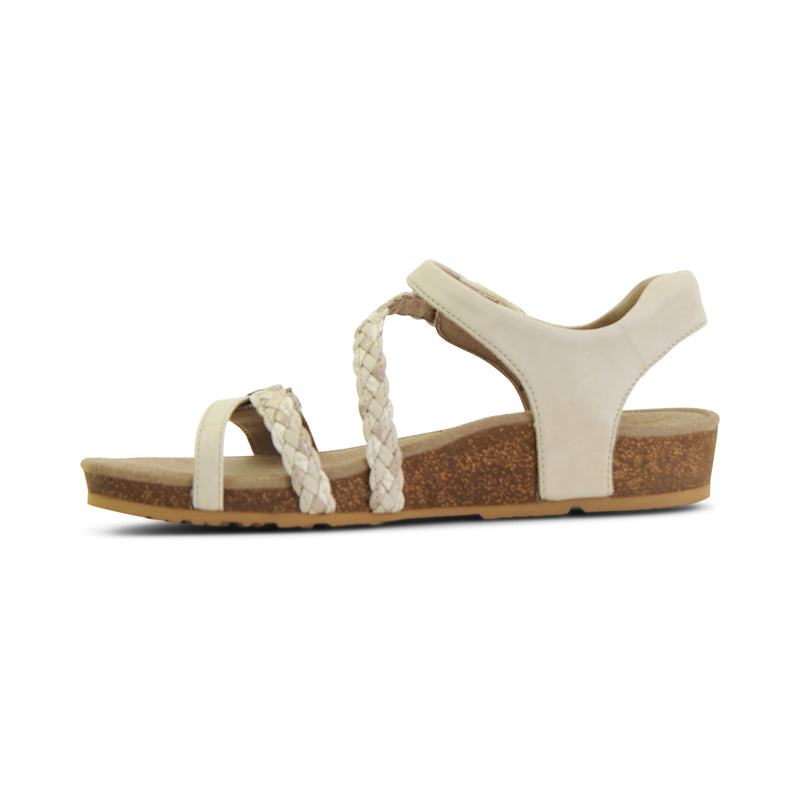 Aetrex Women's Jillian Braided Quarter Strap Sandals Ivory