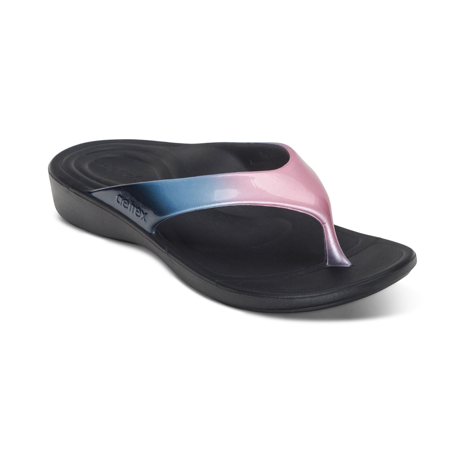 Aetrex Women's Maui Orthotic Rubber Flips Metallic Pink
