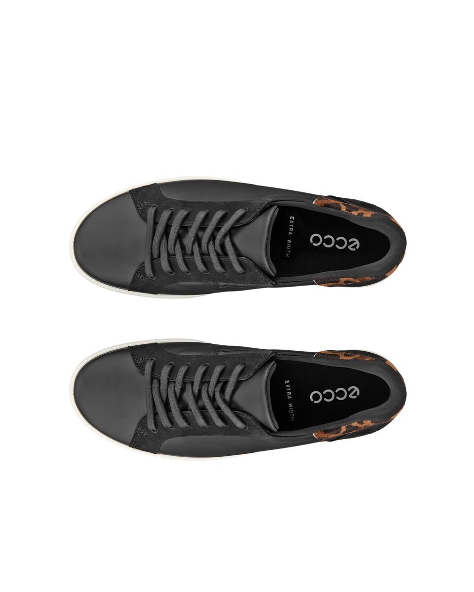 ECCO Women's Soft 7 Easy Slip Lace Sneakers Black/Leopard