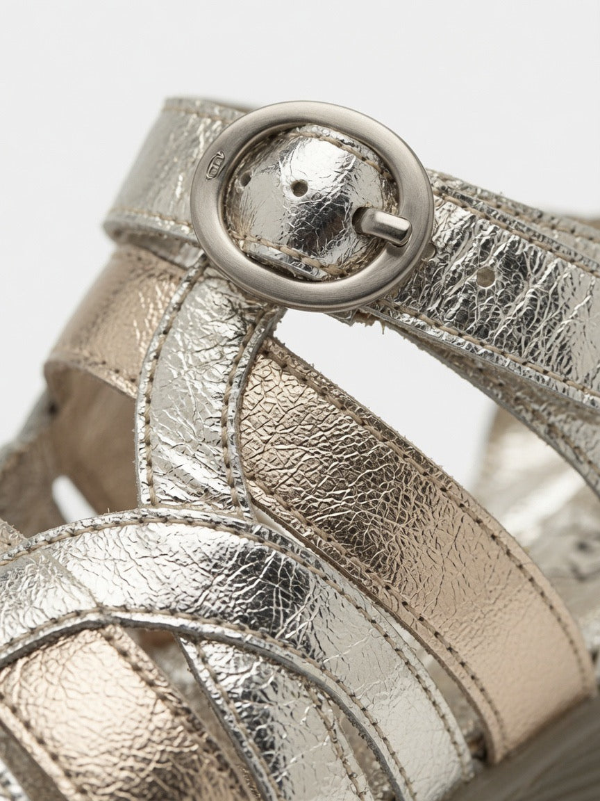 Fly London Women's Lemy397 Sandals Laminato Silver/Sahara