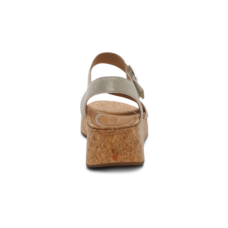 Aetrex Women's Flora Quarter Strap Wedge Sandals Champagne