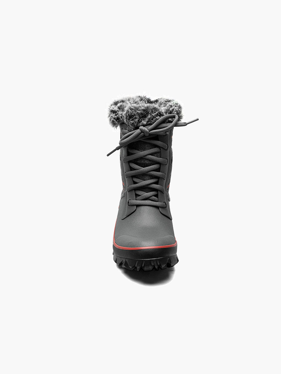 BOGS Women's Arcata Cozy Plaid Boots Dark Grey