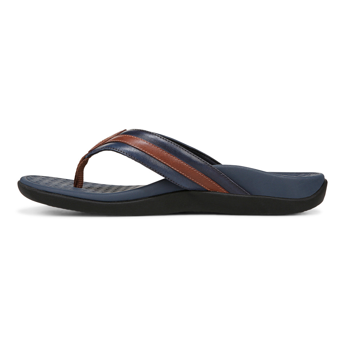 Vionic Men's Tide II Sandal Navy/Brown Leather