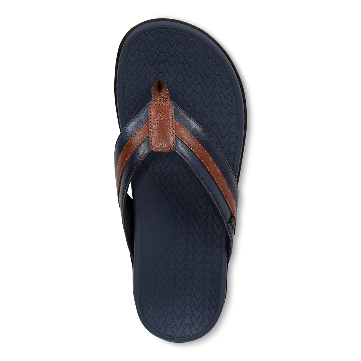 Vionic Men's Tide II Sandal Navy/Brown Leather