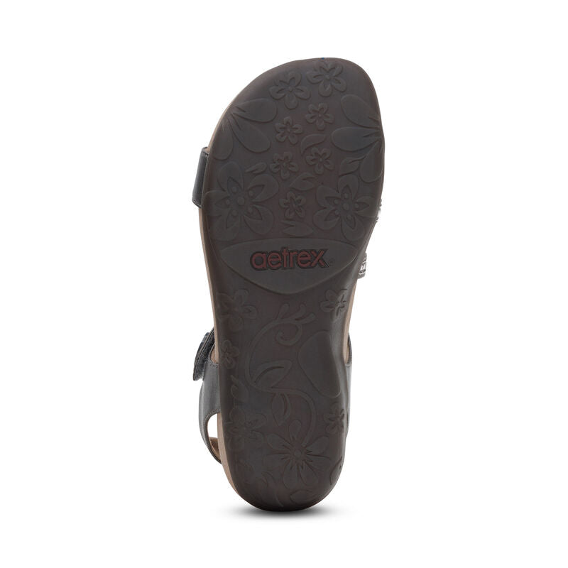 Aetrex Women's Jess Sandal Pewter Sparkle