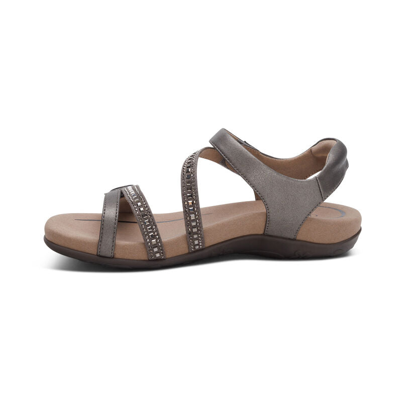 Aetrex Women's Jess Sandal Pewter Sparkle