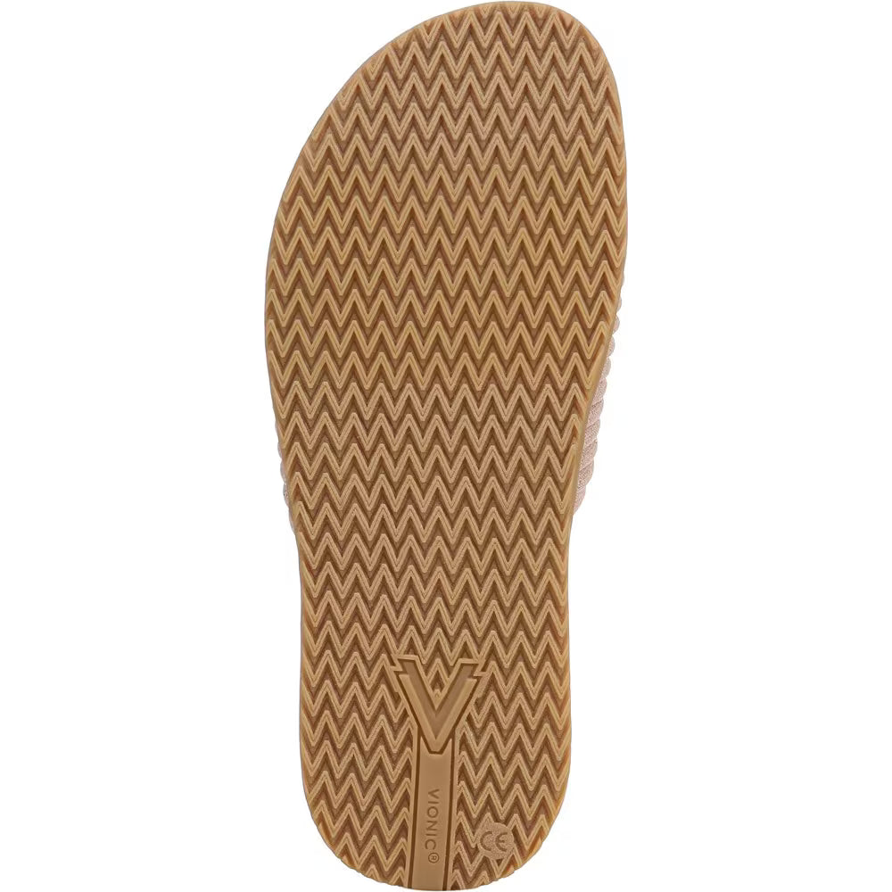 Vionic Women's Evie Knit Slide Sandal Rugby Tan Gold