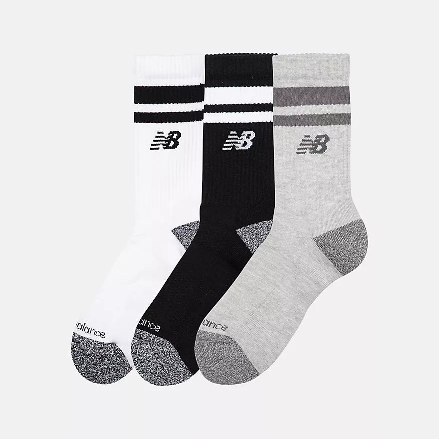 New Balance Active Lifestyle Striped Crew Socks 3 Pack