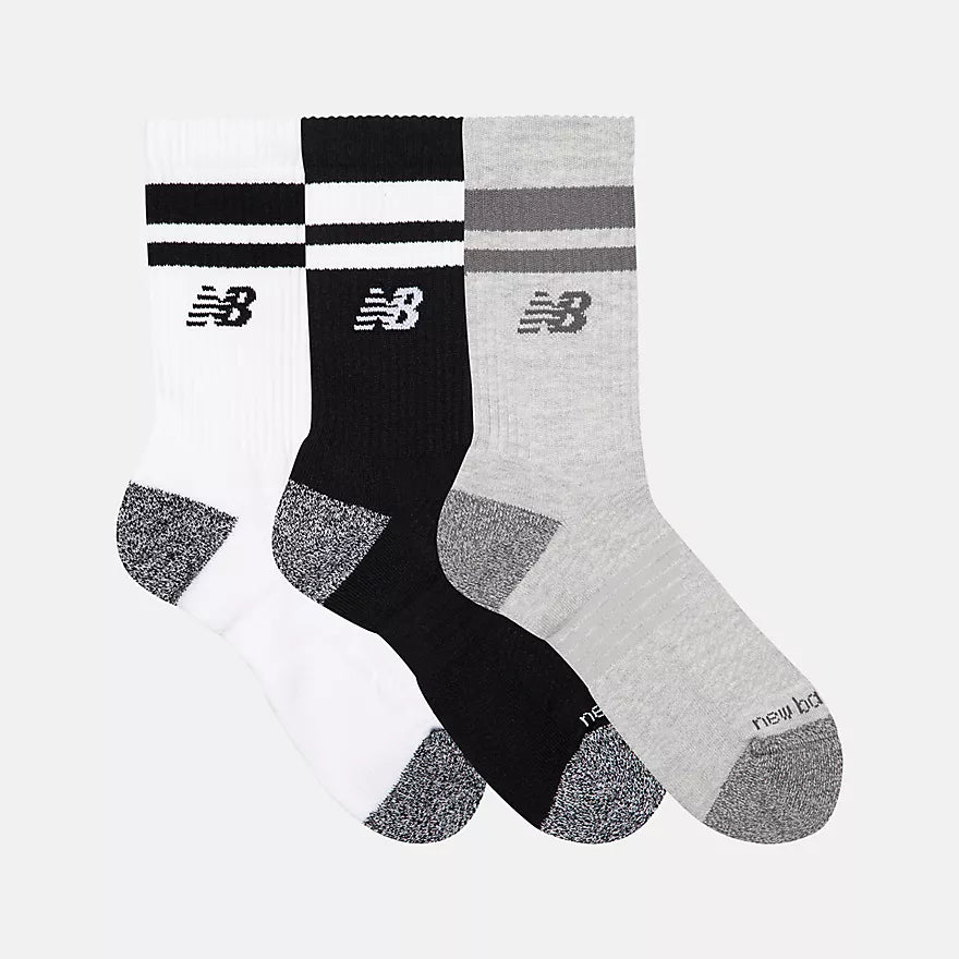 New Balance Active Lifestyle Striped Crew Socks 3 Pack