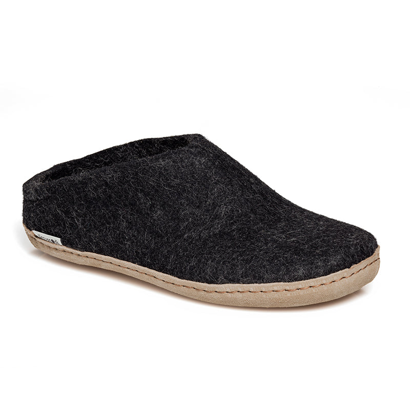 Glerups Slip-On Slippers Charcoal Leather
