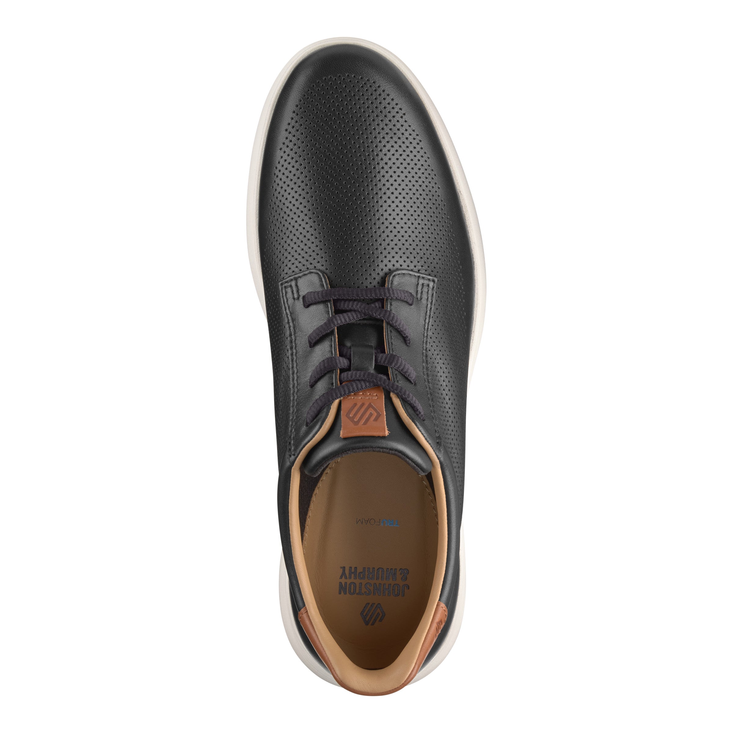 Johnston & Murphy Ackerson Perfed Plain Toe Shoes Black Full Grain