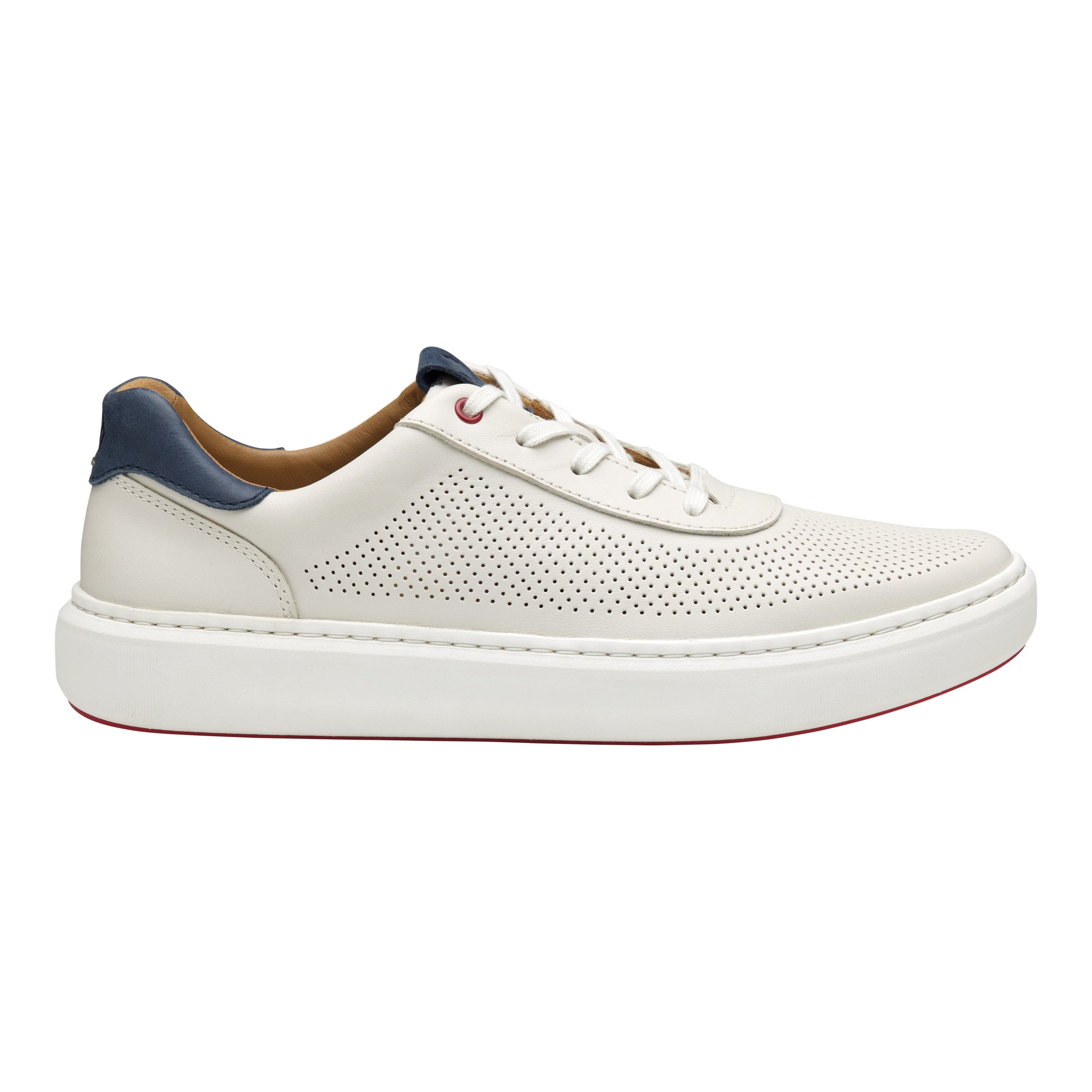 Johnston & Murphy Anders Perfed U-Throat Shoes White Full Grain