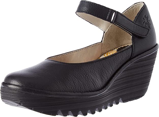 Fly London Women's YAW0345FLY Wedge Pump Mousse Black