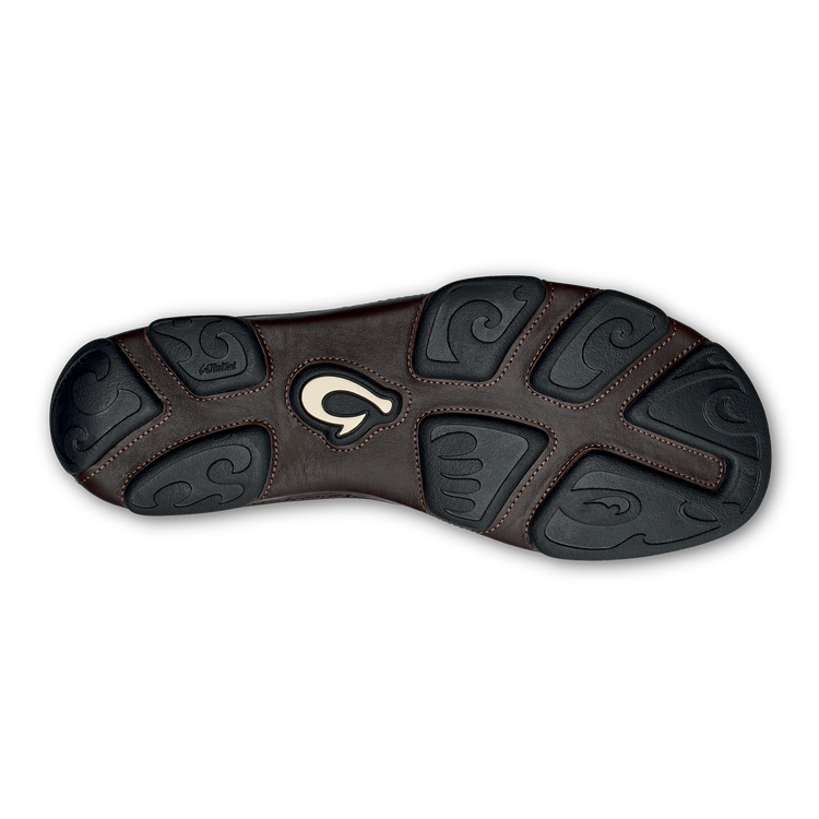 OluKai Men's Moloā Leather Slip-On Shoes Dark Wood / Dark Java
