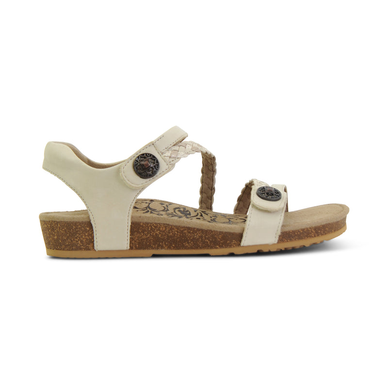 Aetrex Women's Jillian Braided Quarter Strap Sandals Ivory
