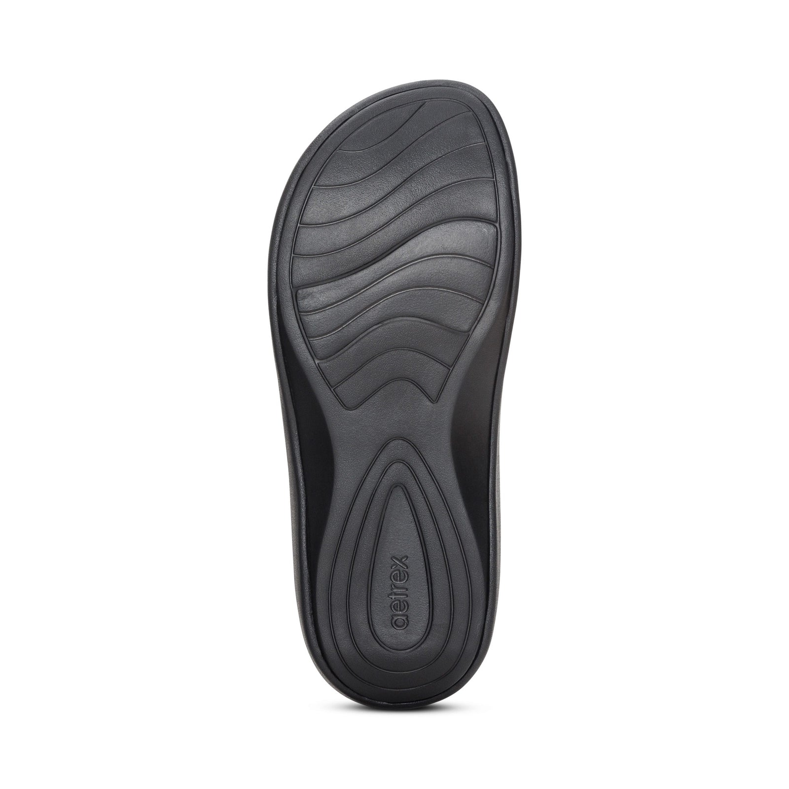 Aetrex Women's Maui Orthotic Rubber Flips Black Gloss