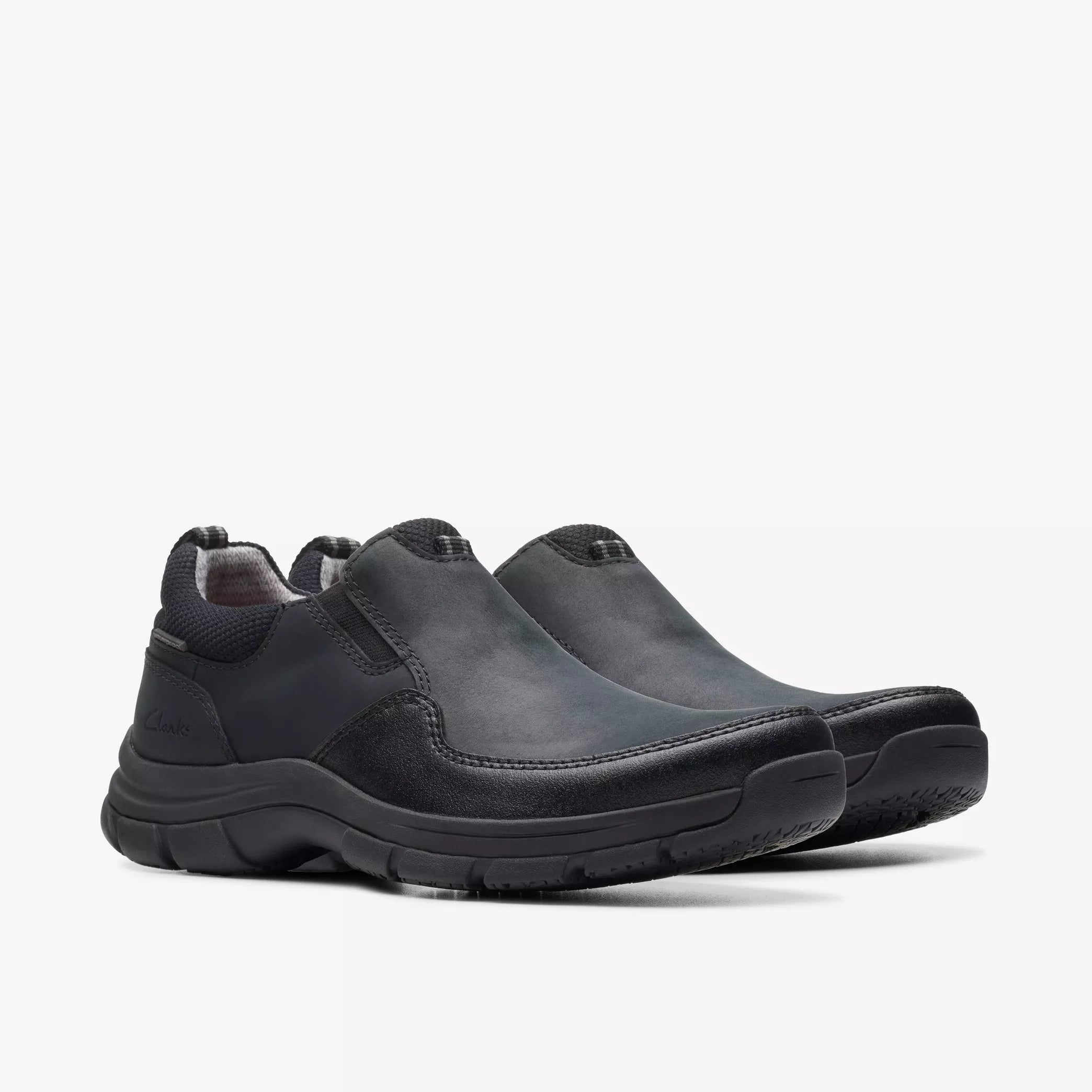 Clarks Men's Walpath Step Casual Shoes Black Leather