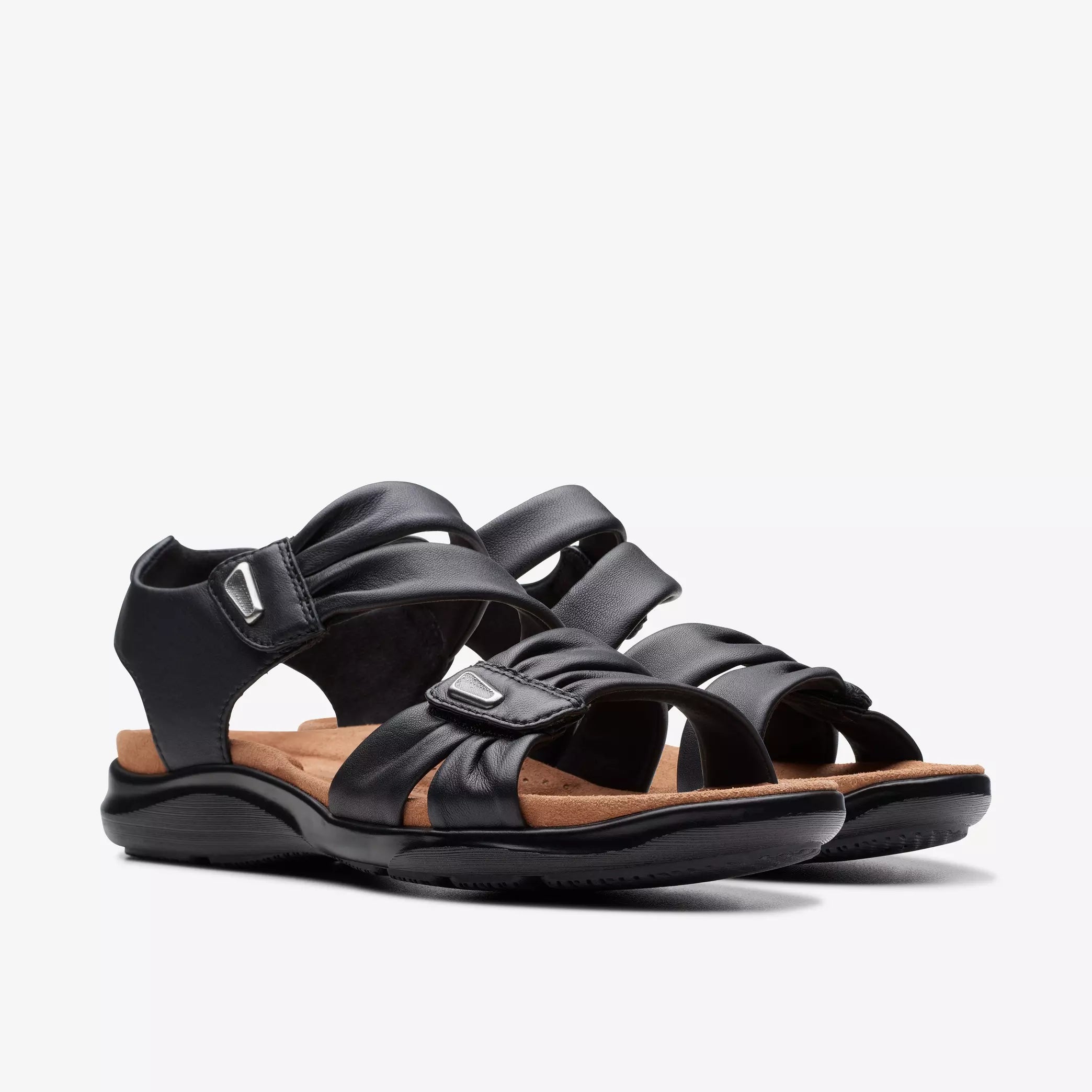 Clarks Women's Kitly Ave Sandals Black Leather