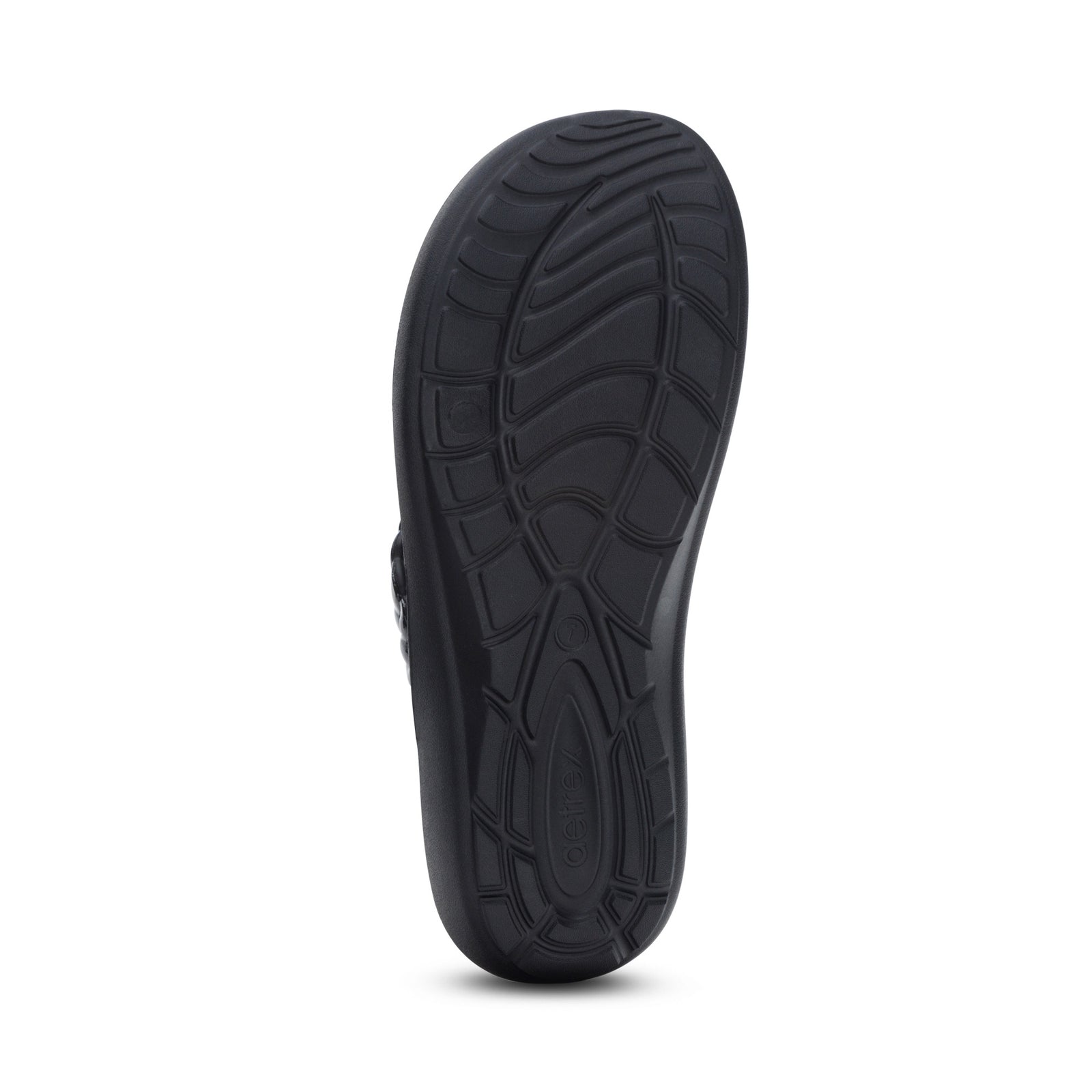 Aetrex Women's Vicki Braided Thong Rubber Sandal Black Gloss