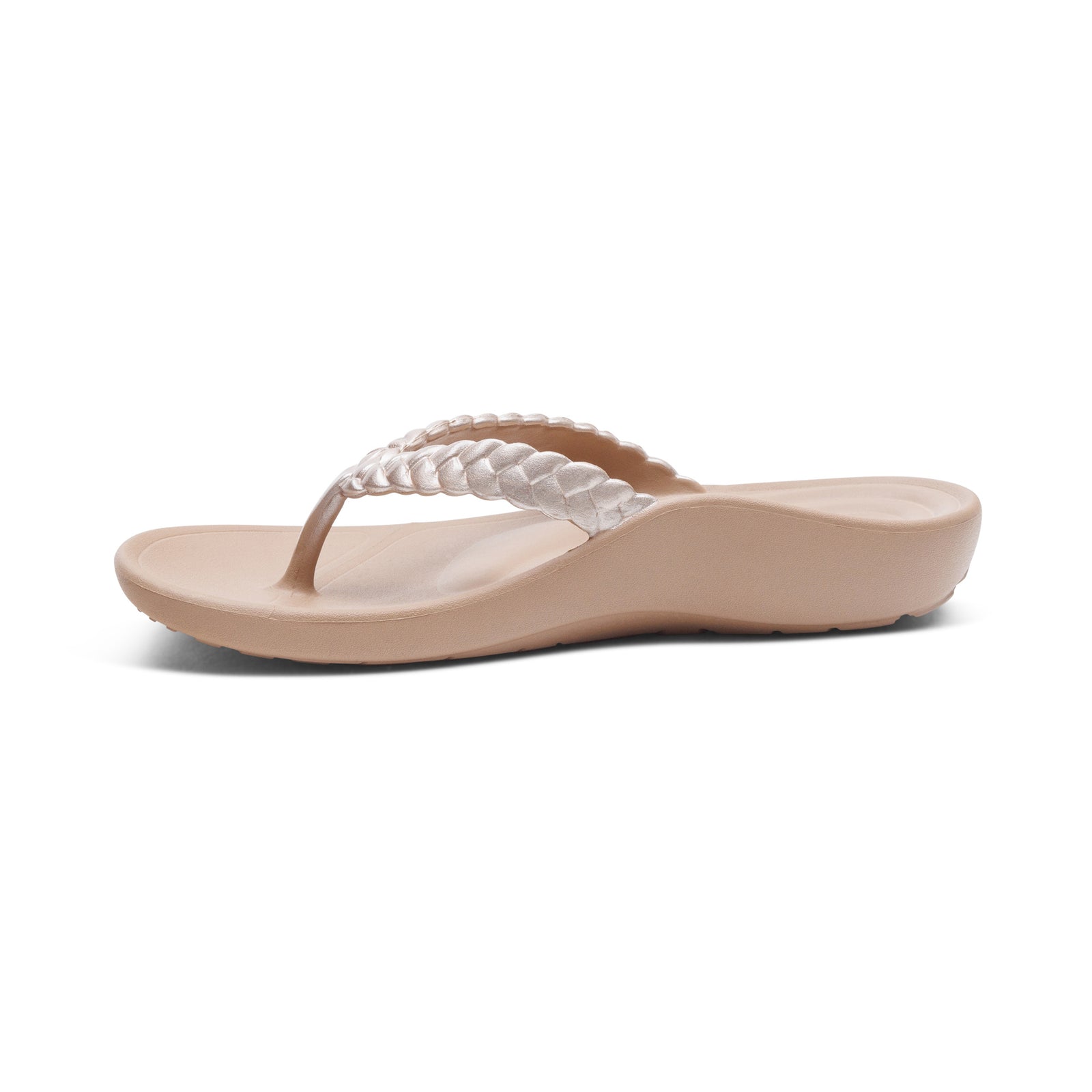 Aetrex Women's Vicki Braided Thong Rubber Sandal Champagne Gloss