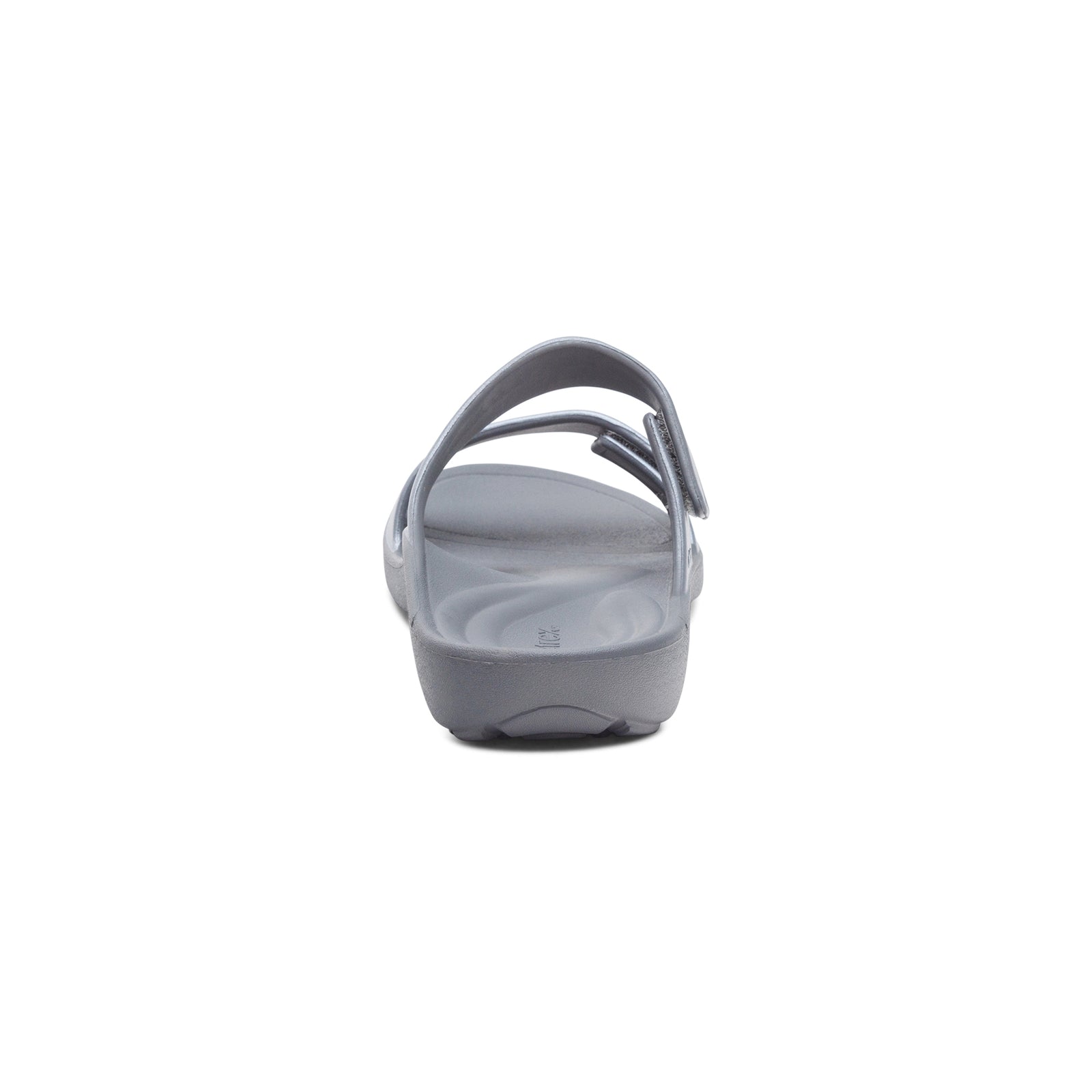 Aetrex Women's Kaia Two Band Slide Rubber Sandal Pewter