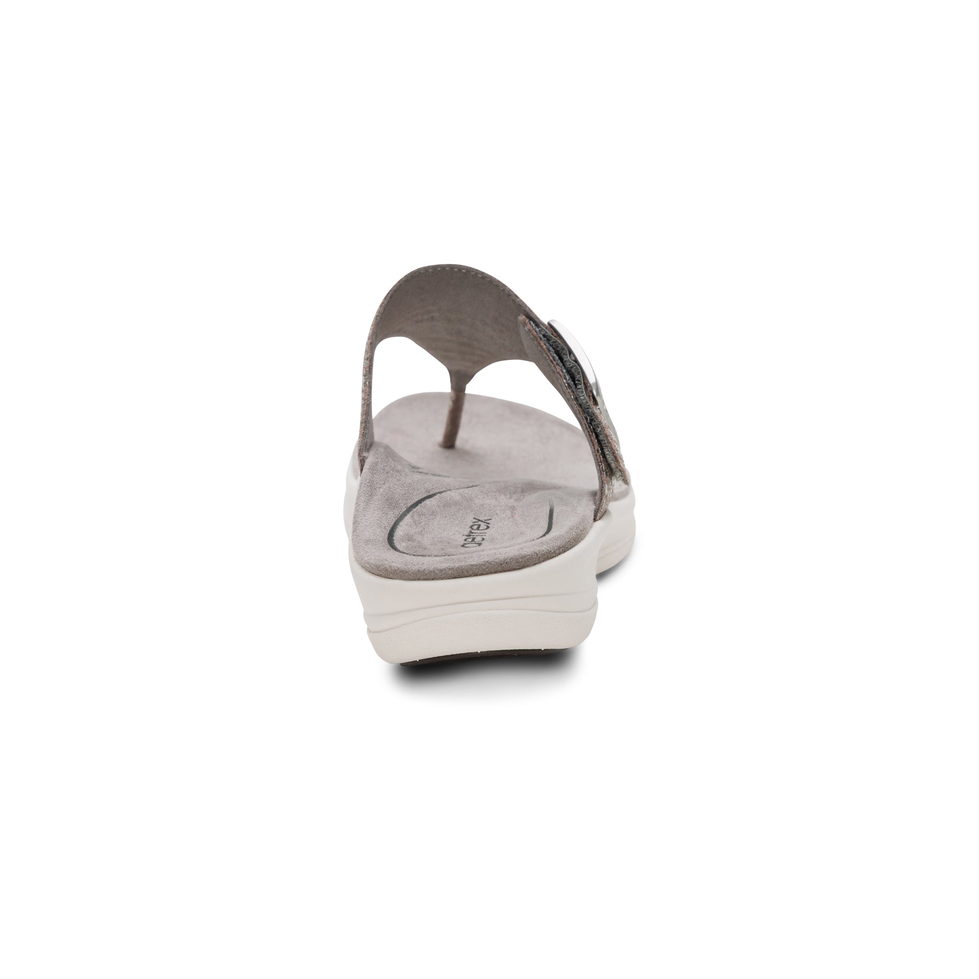 Aetrex Women's Donna Adjustable Thong Sandal Pewter Metallic