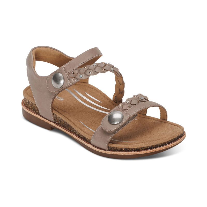 Aetrex Women's Jenn Quarter Strap Sandal Taupe