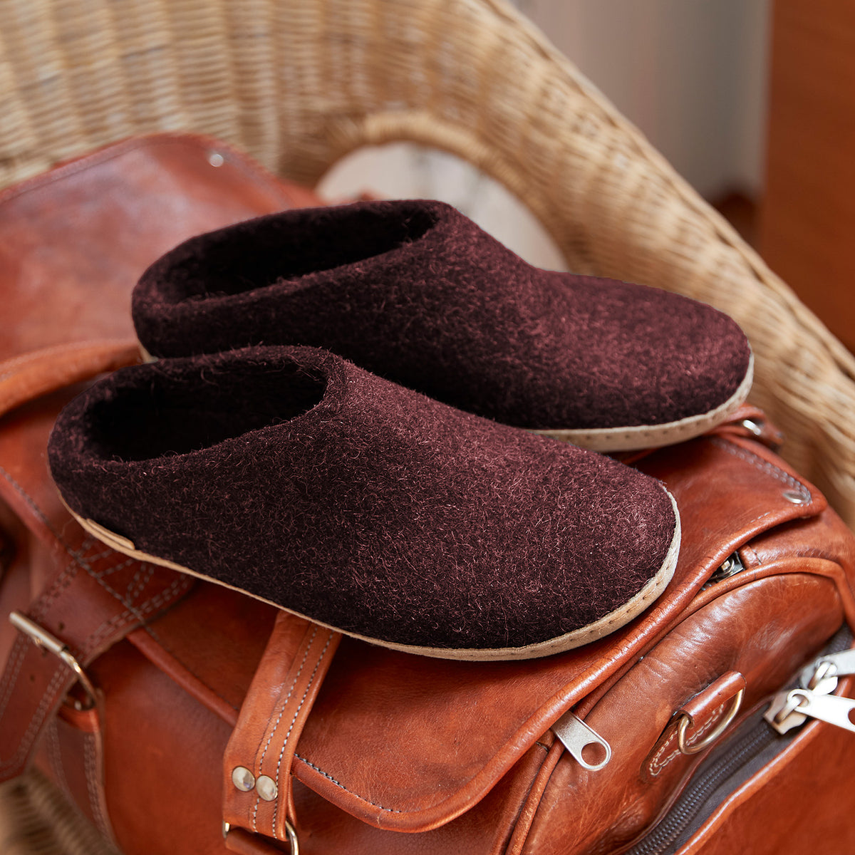 Glerups Slip-On Slippers Beet Leather