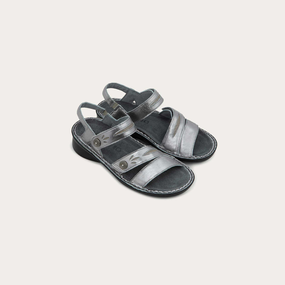 Naot Women's Cadence Sandals Titanium Leather / Dark Pewter Leather