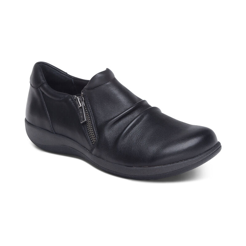 Aetrex Women's Katie Zip slip-On Casual Shoe Wide Black