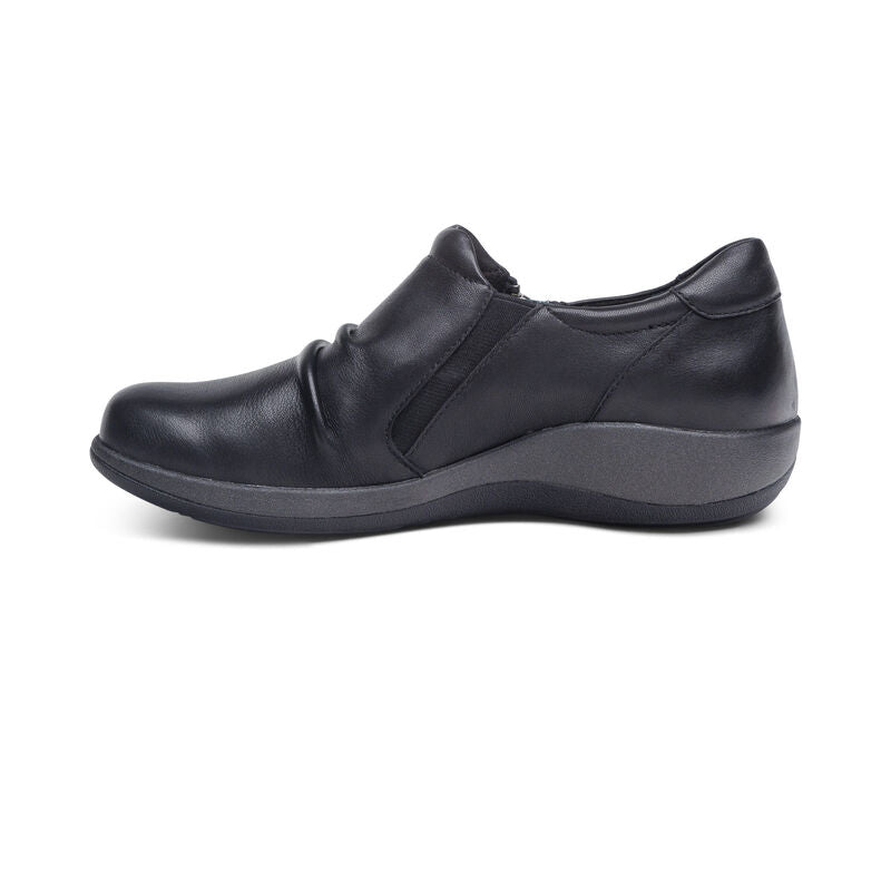 Aetrex Women's Katie Zip slip-On Casual Shoe Wide Black