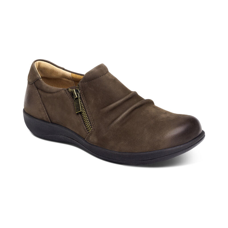 Aetrex Women's Katie Zip slip-On Casual Shoe Dark Earth