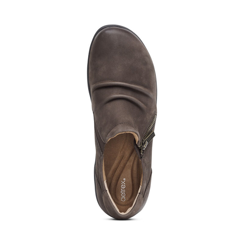 Aetrex Women's Katie Zip slip-On Casual Shoe Dark Earth