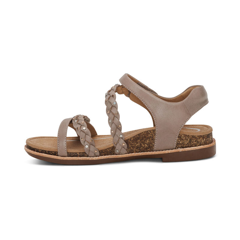 Aetrex Women's Jenn Quarter Strap Sandal Taupe
