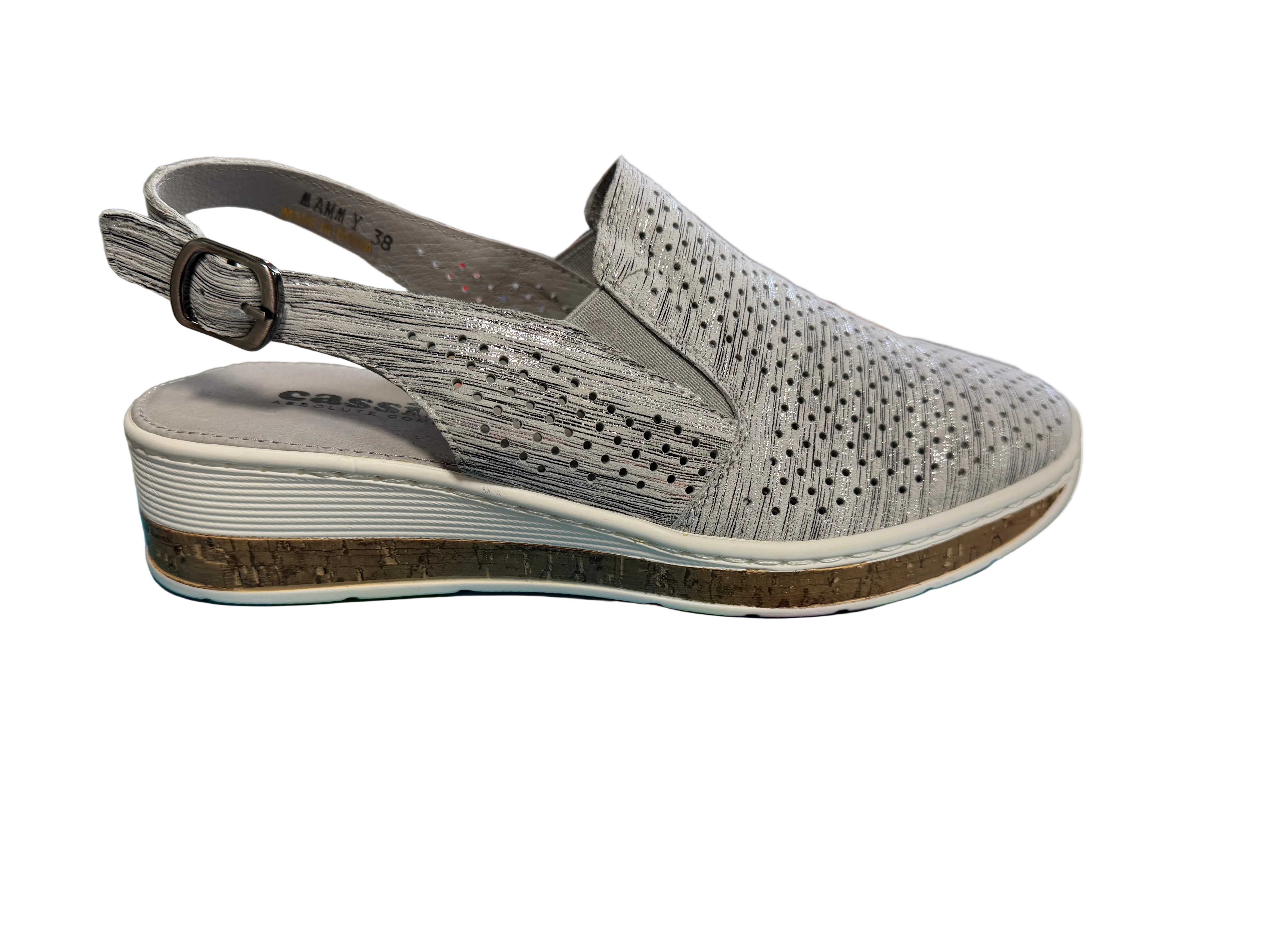 Cassini Women's Mammy Slingback Shoes Metal Pond