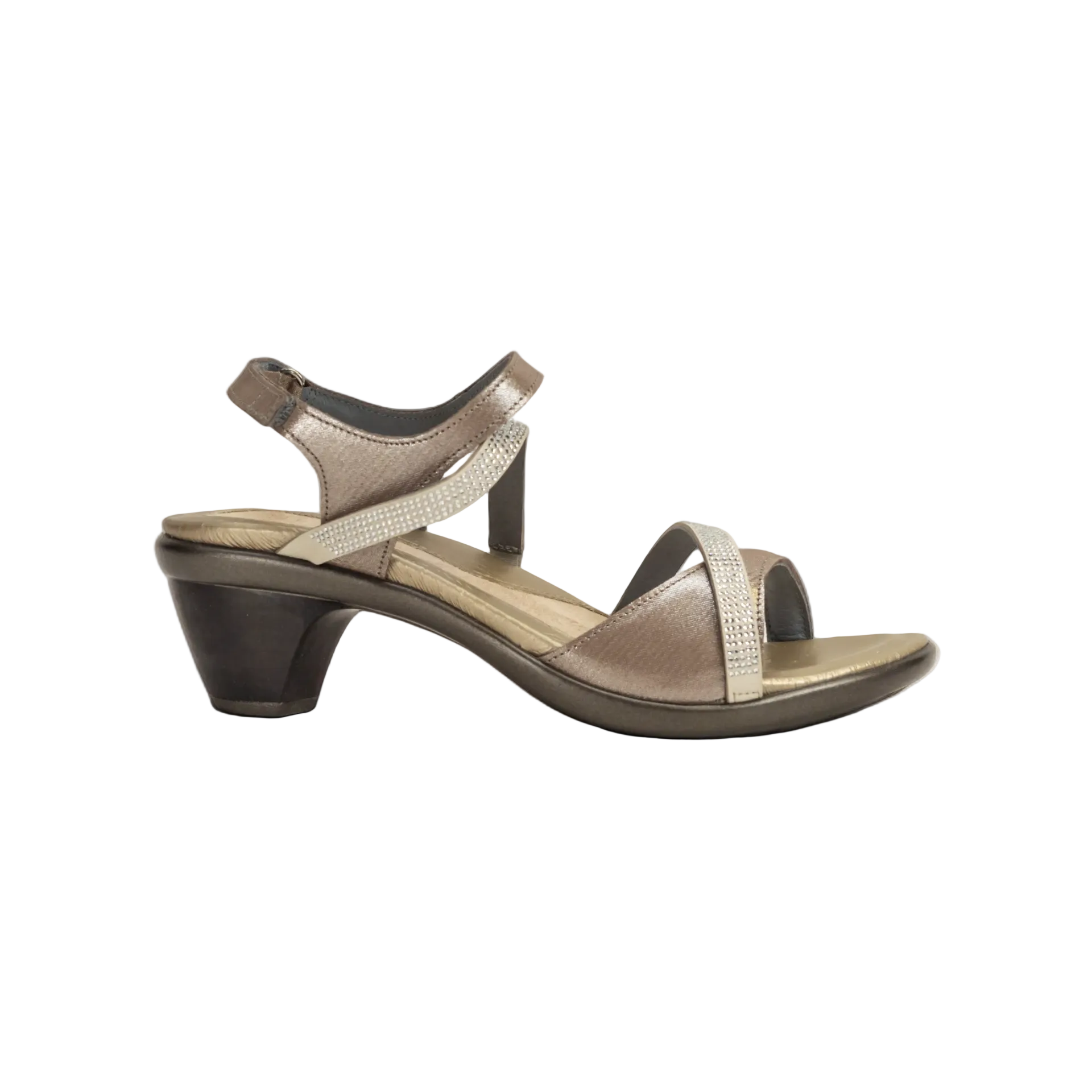 Naot Women's Innovate Sandals Silver Threads Lthr/Beige w/ Clear Rhinestones