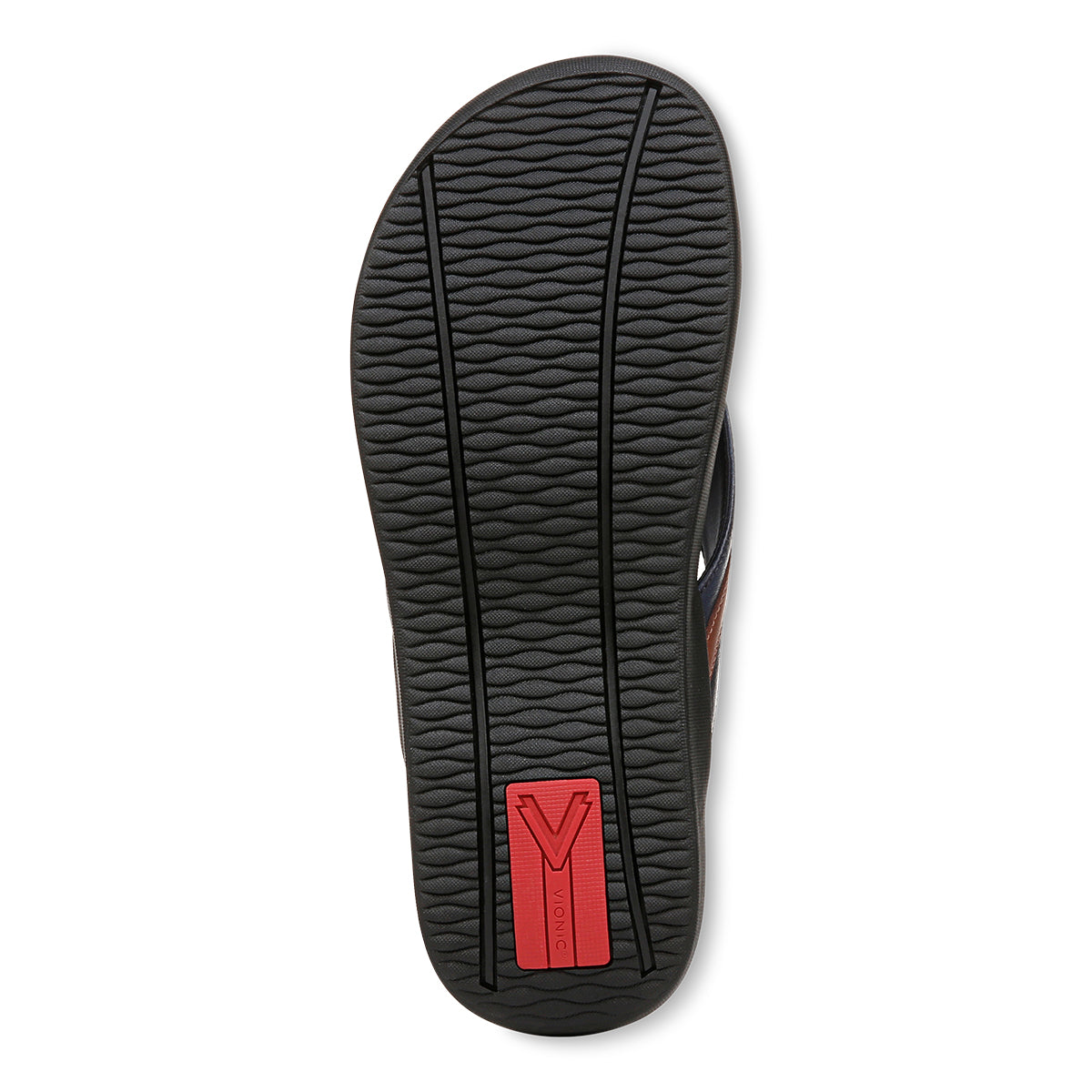 Vionic Men's Tide II Sandal Navy/Brown Leather