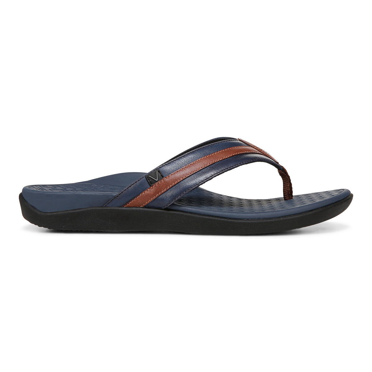 Vionic Men's Tide II Sandal Navy/Brown Leather