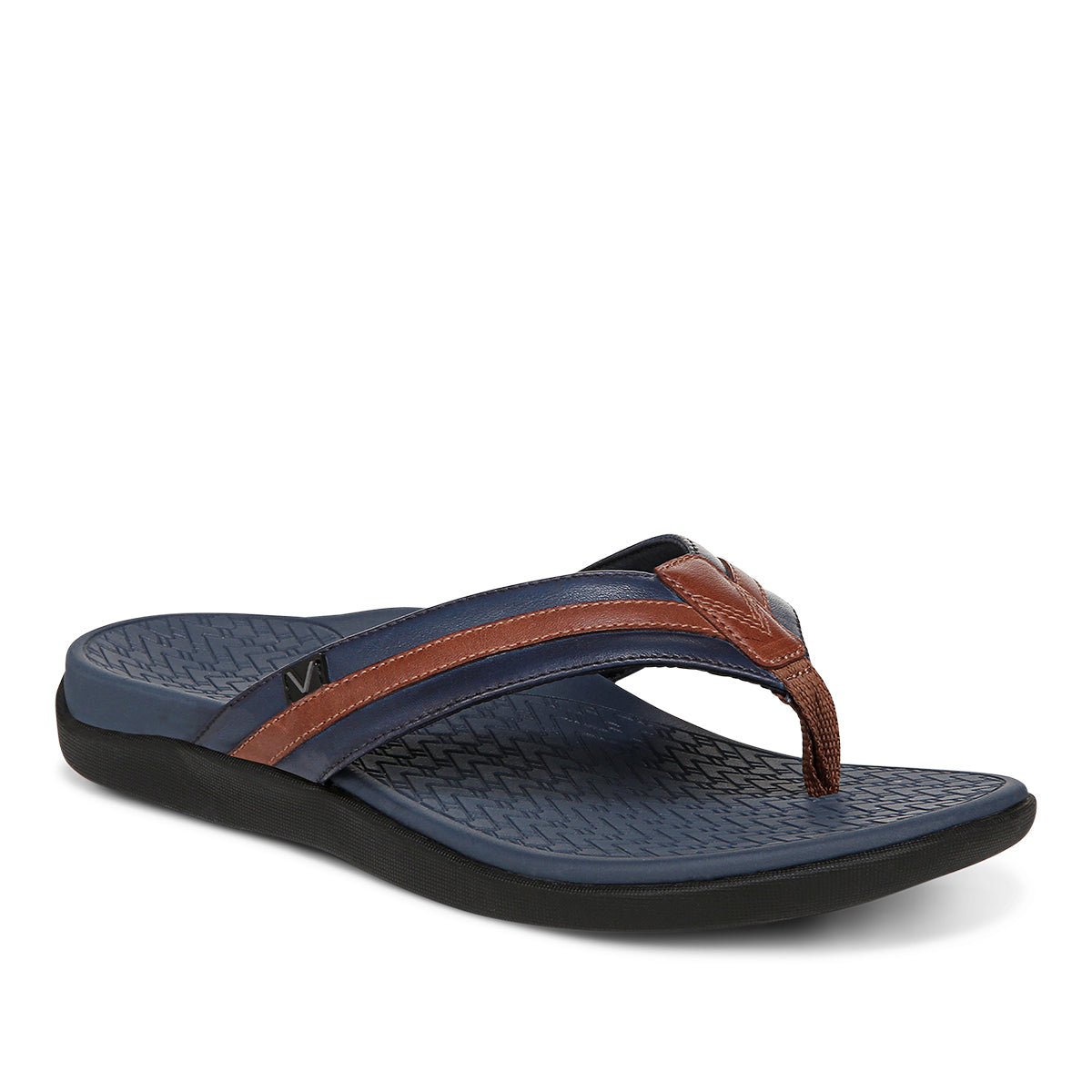 Vionic Men's Tide II Sandal Navy/Brown Leather