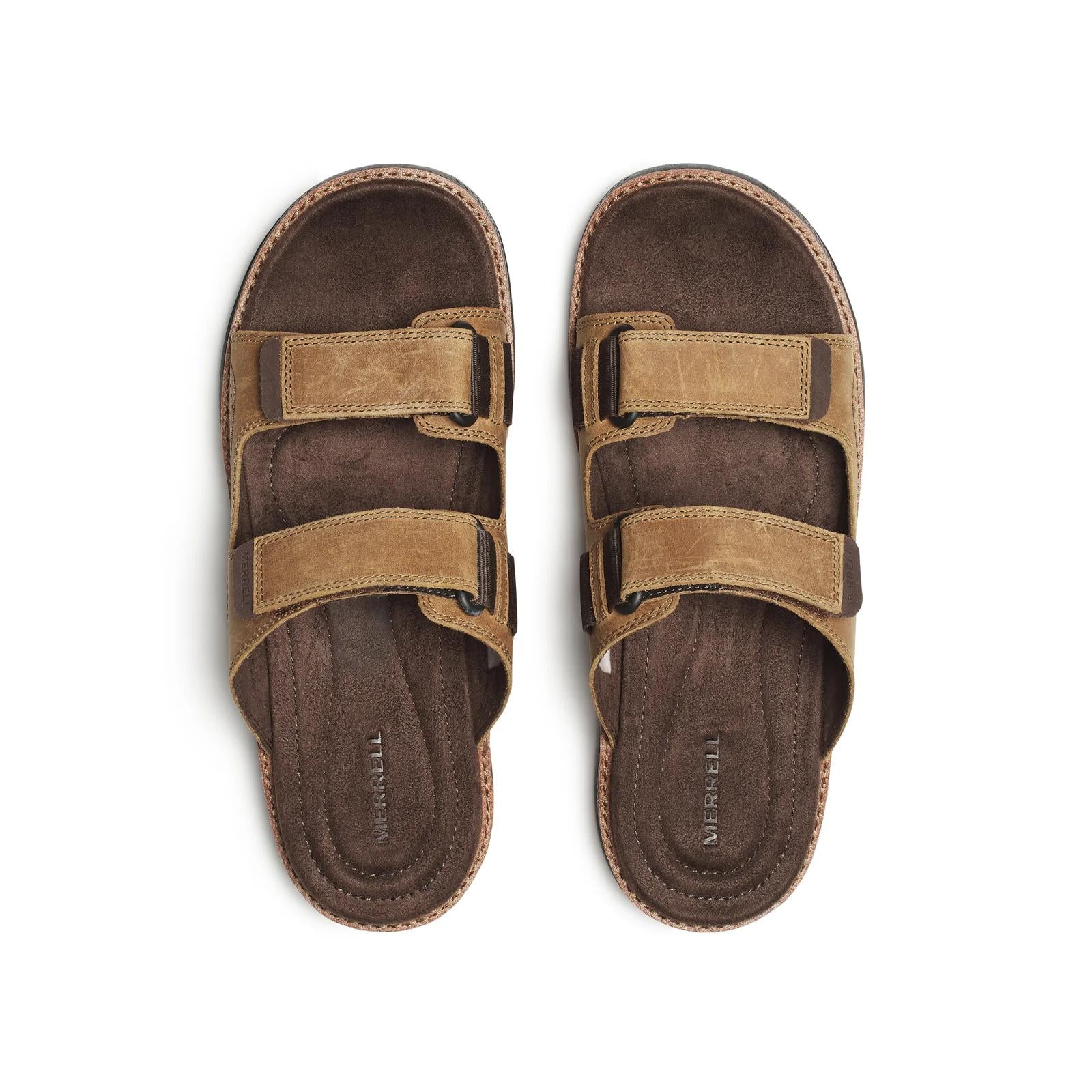 Merrell Men's Cove Leather Slide Sandals Coffee