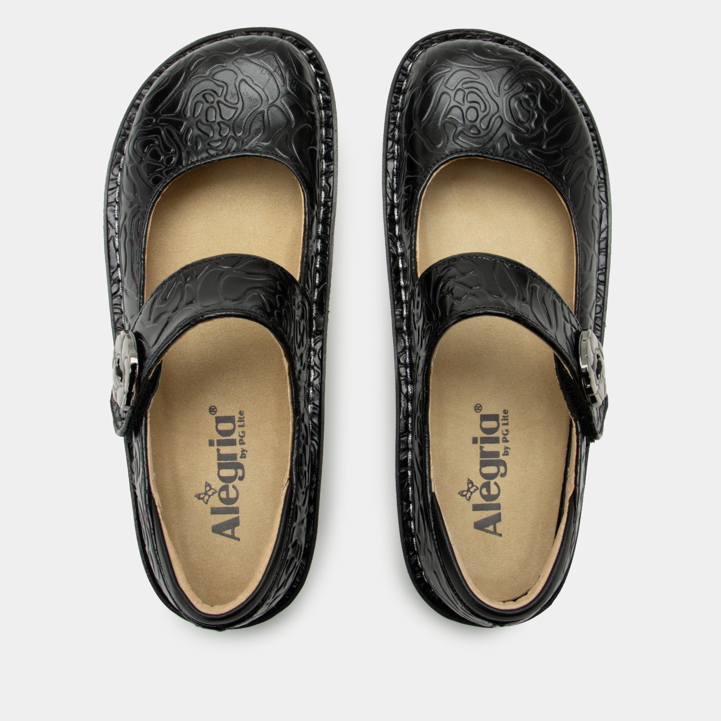 Alegria Women's Paloma Mary Jane Black Embossed Rose