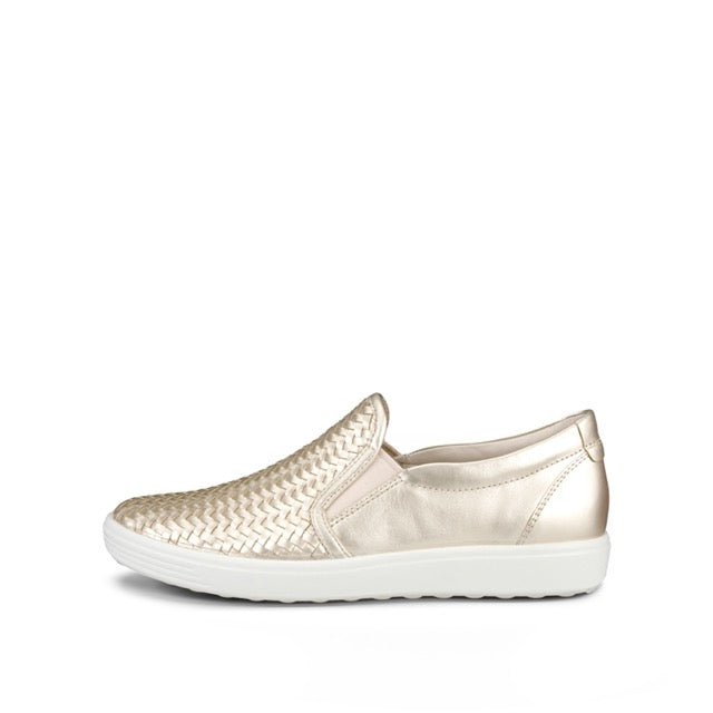 ECCO Women's Soft 7 Slip-On Casual Shoes Pure White Gold