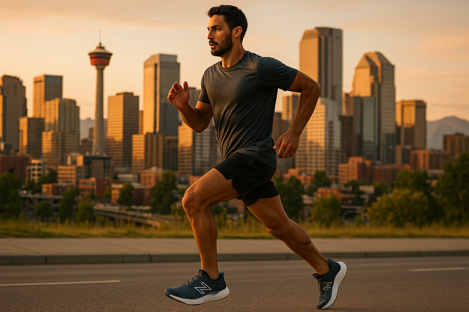 man running in calgary wearing new balance 1080