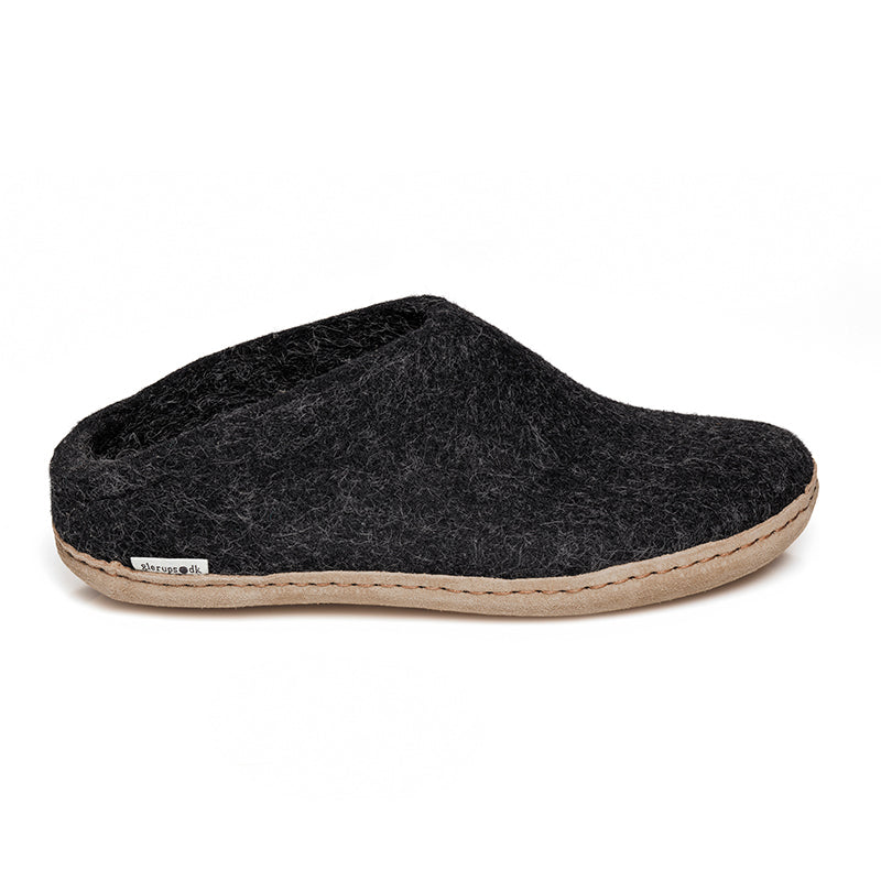 Glerups Slip-On Slippers Charcoal Leather