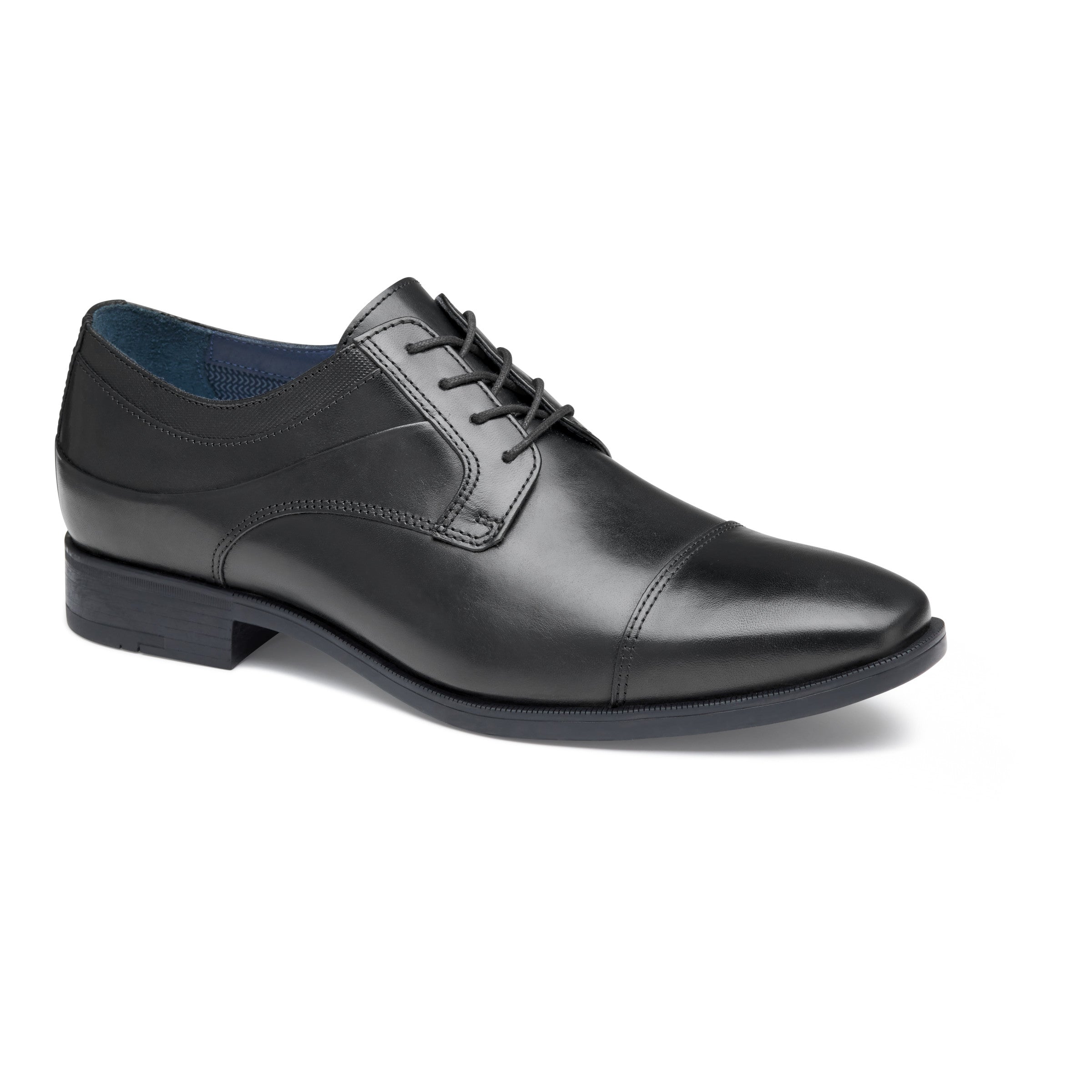 Johnston & Murphy Gibbons Cap Toe Dress Shoes Full Grain Leather Black