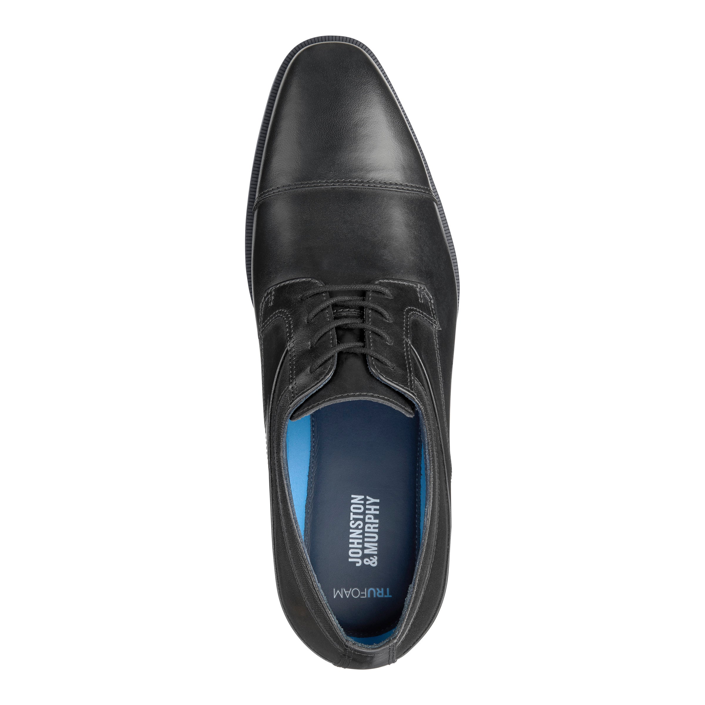 Johnston & Murphy Gibbons Cap Toe Dress Shoes Full Grain Leather Black